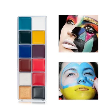 

12 Color Body face painted Halloween makeup face paint Make up Flash Tattoo brush festival World Cup body painting play clown