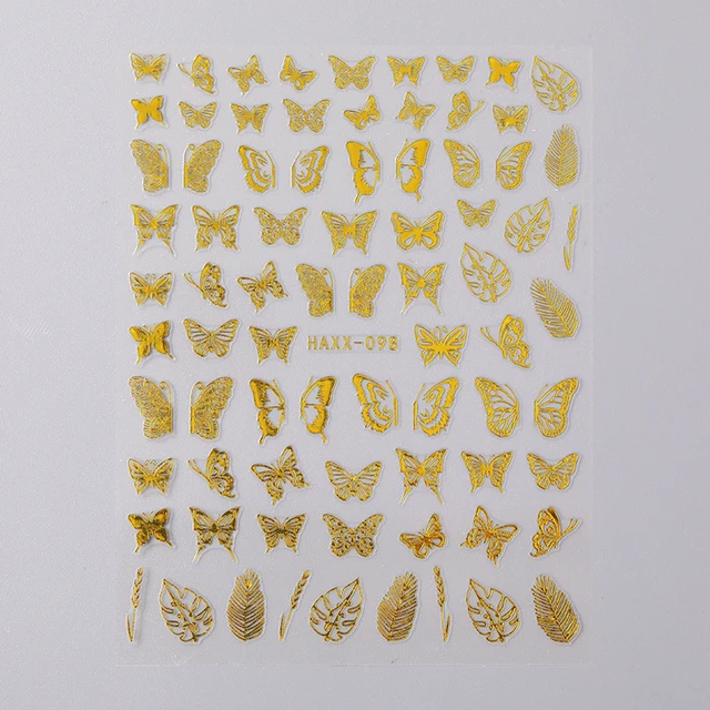 Black White Butterfly 3D Nails Sticker Geometry Decals Flower Gold DIY Decals Designs For Nail Art Manicures Decorations Salon 31