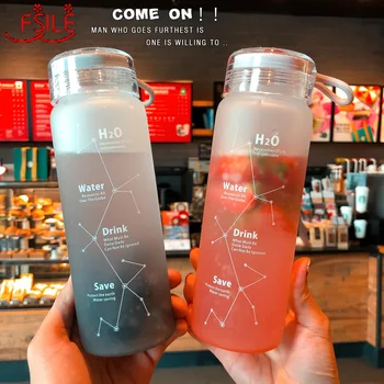 

460ml FSILE Gradient Constellation Frosted Glass Portable Cute Small Fresh Water Cup Office Business Tea Bottle