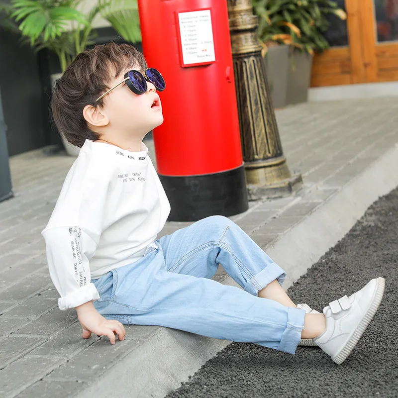 BOY'S Pure Cotton Tencel Jeans New Style Summer Children Anti Mosquito Pants Thin Baby Korean-style Casual Trousers Fashion