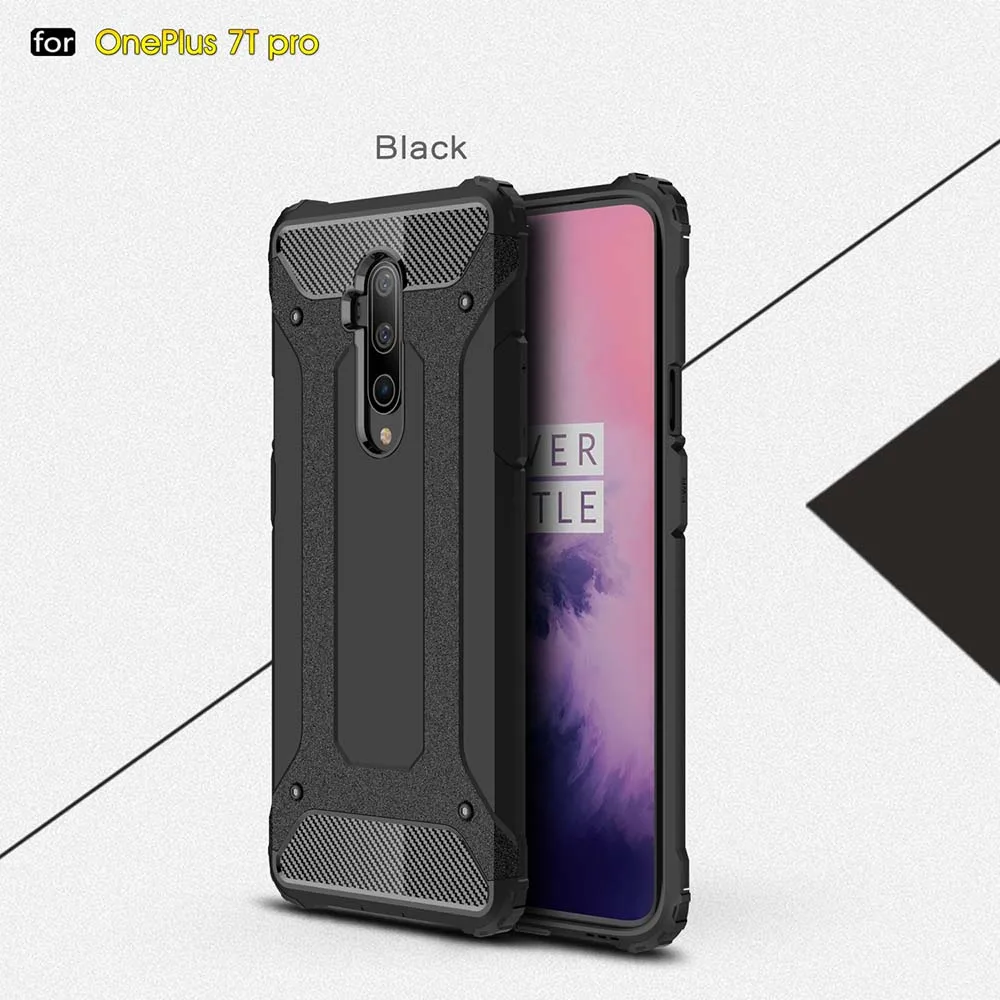Четыре угловых падение защитный бронированный чехол Чехол для One Plus7T 7 Pro Чехол для One Plus 5T 6 T, 5, 6, ПК жесткий чехол задняя крышка чехол Крышка - Цвет: Black