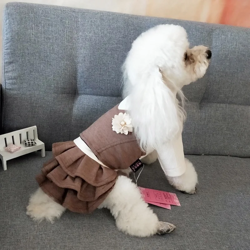 Зимнее платье для собаки, свитер, юбка, кошка, Йоркский пудель, Bichon Frise Pomeranian Puppy, костюмы для маленьких собак, одежда, платья для животных, наряд