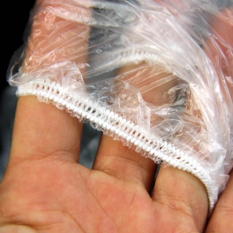 Disposable Shower Cap 100pcs Clear Hair Elastic For Hotel Home Bathing