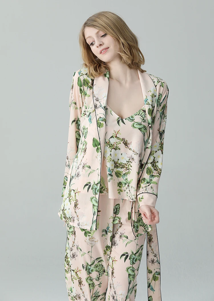 Doméstico para Tomar e Período de Outono e o Pijama de Manga Longa Seda Gelo Três Vento Chinês Primrose Condole Cinto Terno 18 chinês primrose, condole cinto terno doméstico para tomar