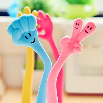 

1PC Creative Stationery Cartoon Casually Bending Pen Lovely Ball Pen Fnger Interesting Gesture Writing Stationery Office School