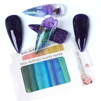 

Holographic Sticker Nail Decals 3D Geometry Mesh Line Design Chameleon Fluorescent Effect DIY Manicure Sliders For Nails LA1618