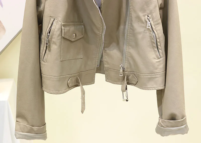 Chaquetas Mujer куртка из искусственной кожи женское пальто классное винтажное пальто с длинными рукавами Свободная Женская куртка-бомбер мотоциклетное пальто укороченные топы Streetwaer
