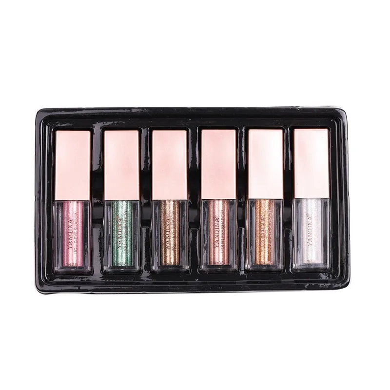 

New Arrival Natural 6 Colors Shimmer Diamond Eyeshadow Waterproof Liquid Eye Shadow Set Glitter Makeup Easy to Color