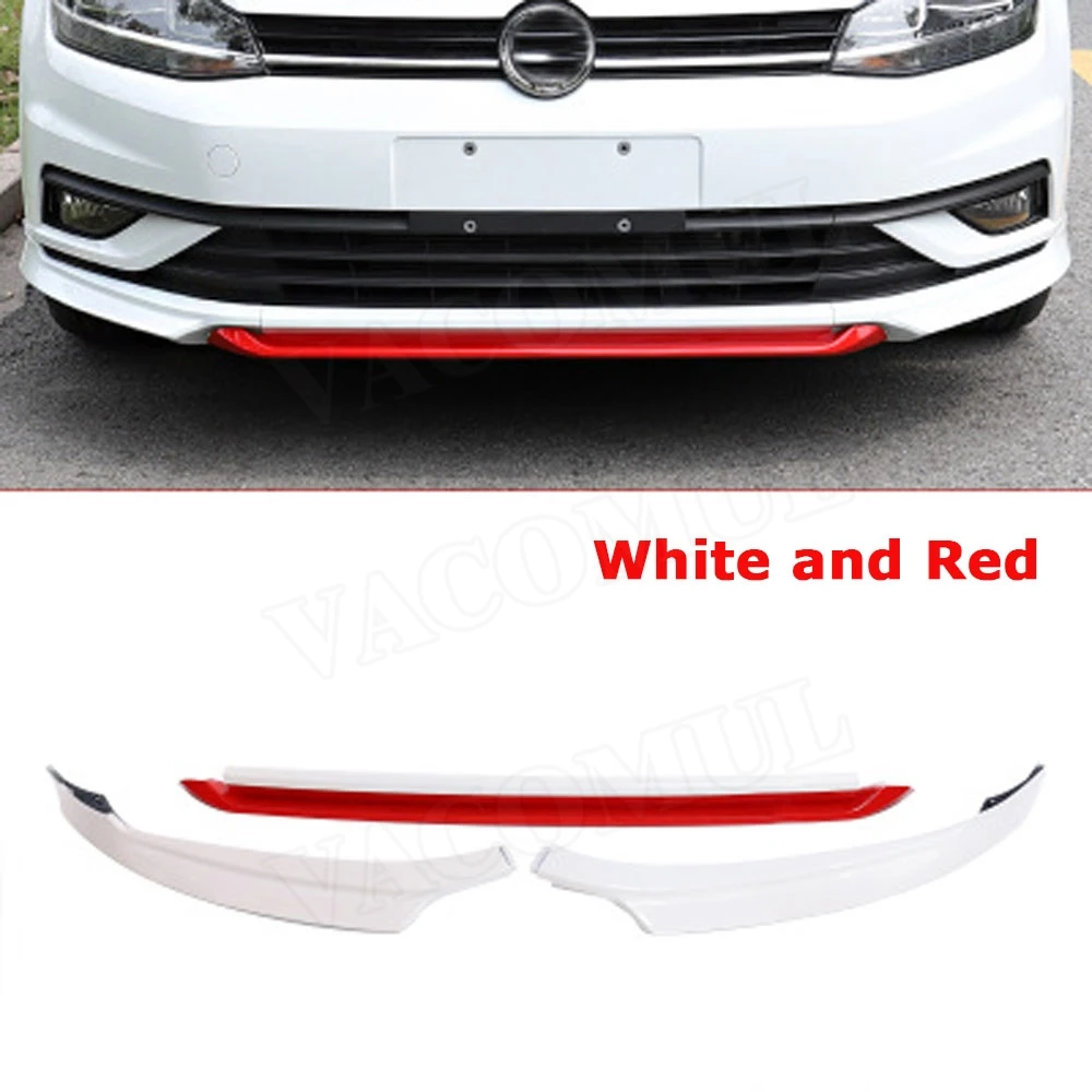 White and Red 3 шт./компл. ABS Красочные переднего бампера для губ Спойлеры для Фольксваген Гольф MK7.5 стандарт не для GTI стайлинга автомобилей - Цвет: White and Red