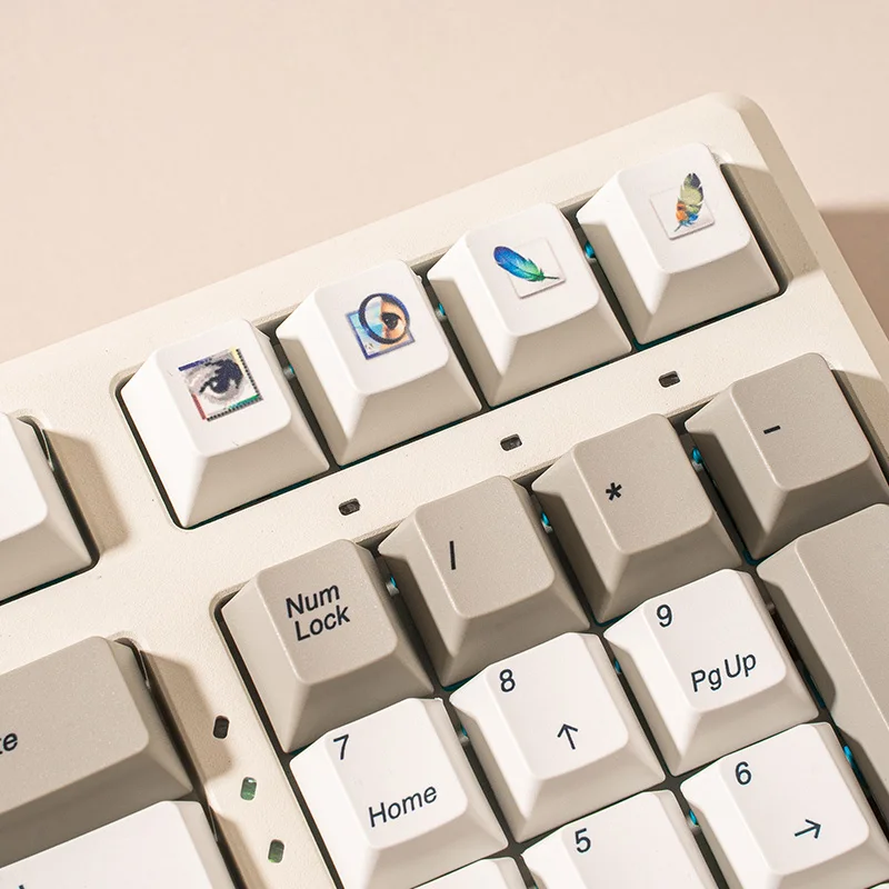 Keycap ps Tema para Teclado Mecânico Interruptor mx Pbt Dye Subbed Mac e Ganhar Retro Cinza Branco Key Caps Perfil Cereja 132 Chaves Set - Imagem 5