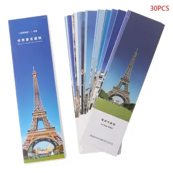 

30pcs World Famous Building Paper Bookmarks Painting Cards Retro Beautiful Boxed Bookmark Commemorative Gifts