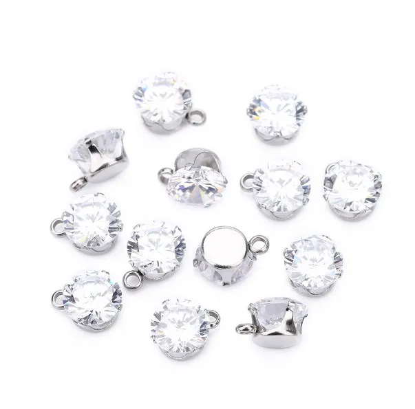 

10pcs/lot 6 8 10mm Claw Zircon Pendant Connector Metal Alloy For DIY bracelet Jewelry Making fh5sd