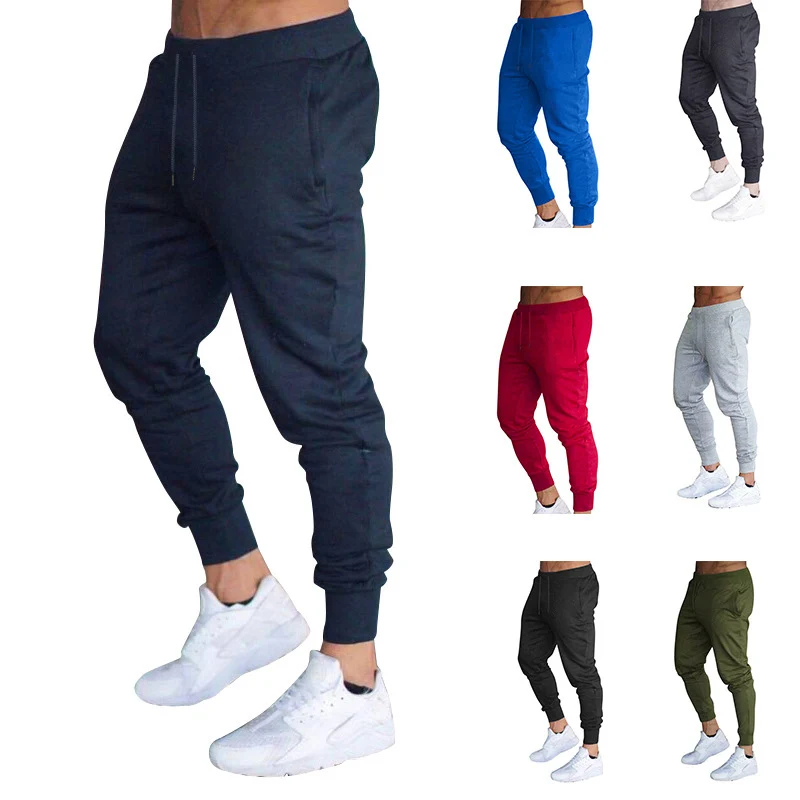 

2019 Hot Fashion Men Slim Fit Solid Color Pants Trousers Drawstring Casual for Jogging Sport O66