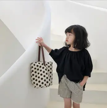 

2020 new girls shirt summer cotton short sleeve fashion girls blouse 1-6 years HV733