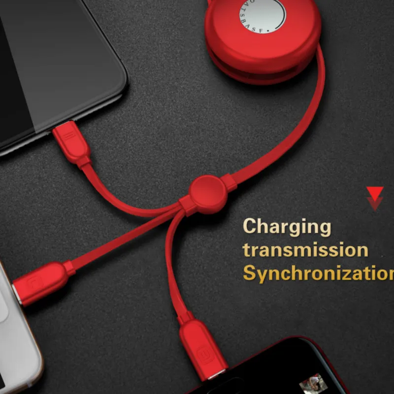 3 в 1 USB зарядный кабель для iPhone, Micro USB и USB C кабель выдвижной портативный зарядный кабель для Iphone X 8 samsung S9