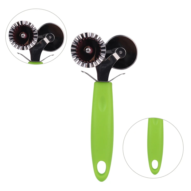

Double Roller Pizza Knife Cutter Pastry Pasta Dough Wheel Rolling Slicer Pastry Cutting Tools