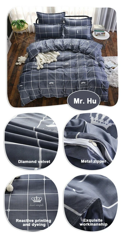 1.2M 1.5M 2.0M LUXURY DUVET QUILT COVER SET SINGLE DOUBLE KING SIZE BED SHEETS Quilt Cover+ Bed Sheet+ Pillowcase Simple Style