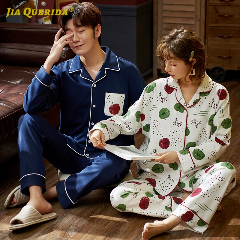 New Fashion Style Turn Down Collar Men and Women Sleepwear Chinese Pajamas Long Sleeve Long Pants Pj Set Buttons Pajamas Set