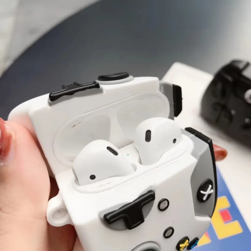Защитный чехол для AirPods 2/1, искусственный геймпад форма портативная Защитная силиконовая крышка протектор для наушников с крючком