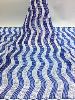 

Amazing Blue Wedding/Party Tulle Mesh Cloth French Net Lace Fabric With Sequins For Dress PAN121(5Yards/Lot)