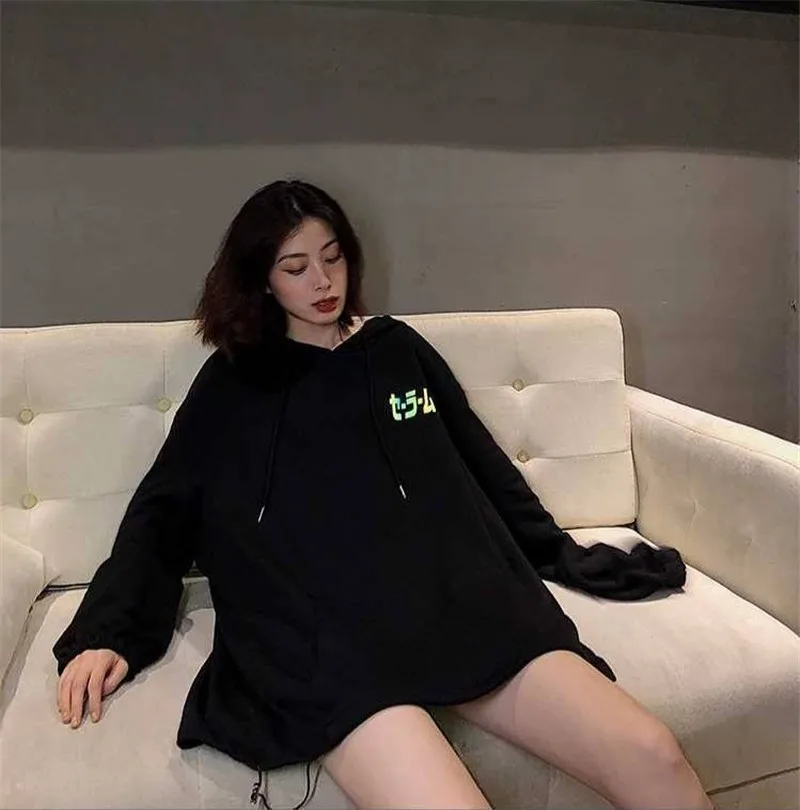 

Women Harajuku Kpop Hoodie Cute Anime Hoodies 2020 Cartoon Sailor Moon Reflect Light Printing Midnight Woman Sweatshirt Hoodies