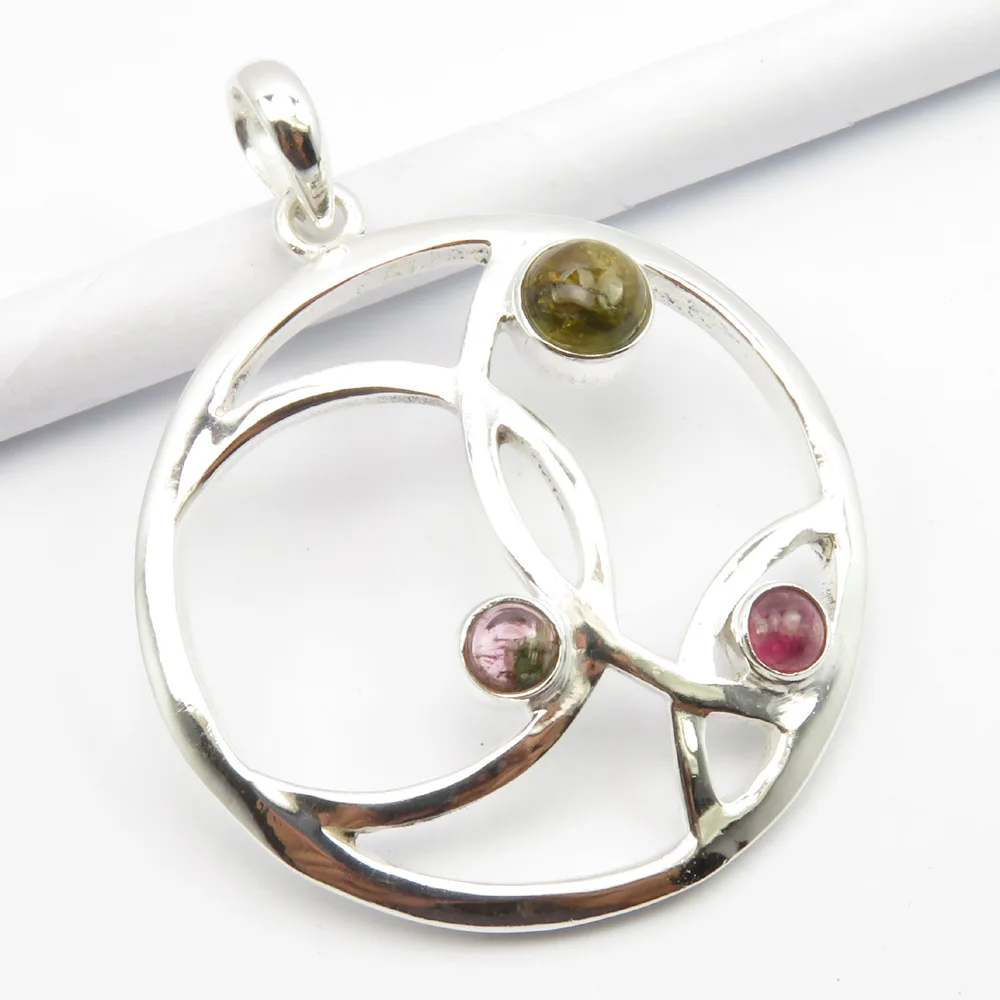 

Women Jewelry Silver Yellow, Pink TOURMALINE Pendant