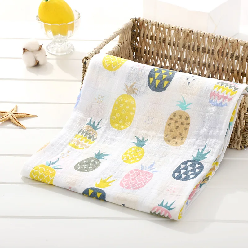 1 шт. Муслин хлопок детские пеленки мягкие одеяла для новорожденных Ванна Марля младенческой спальные принадлежности чехол для коляски игровой коврик - Цвет: Pineapple