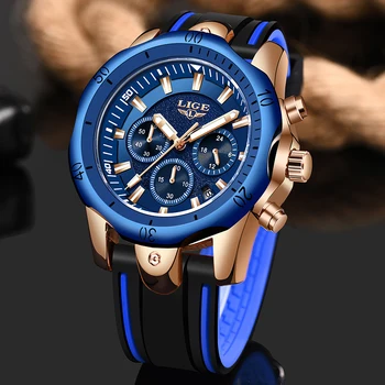 

2019 LIGE Mens Watches Top Brand Luxury Silicone Waterproof Watch Men Casual Fashion Clock Chronograph Quartz Sport Wristwatch