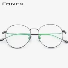 FONEX B Titanium Eyeglasses Frame Women Ultralight Prescription Myopia Optical Glasses Men Round Spectacles Eyewear 862