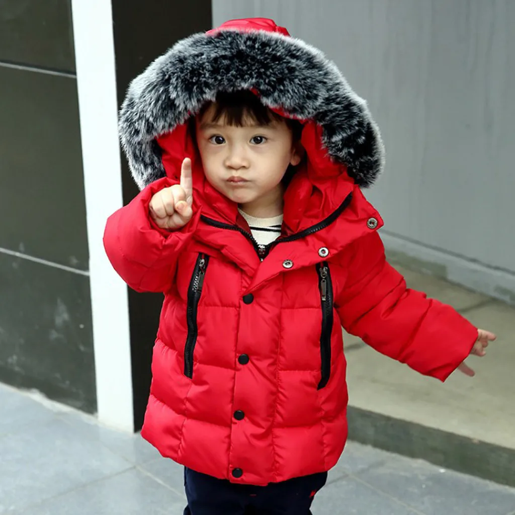 Пуховик для детей, теплая зимняя куртка для мальчиков и девочек, пальто, меховая толстовка, хлопковая детская верхняя одежда, пальто, зимняя куртка для мальчика, зимний комбинезон