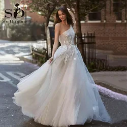 SoDigne Vintage Country Wedding Dress One Shoulder Lace Appliques 3D Flower A Line African Wedding Gowns For Bride Custom Made