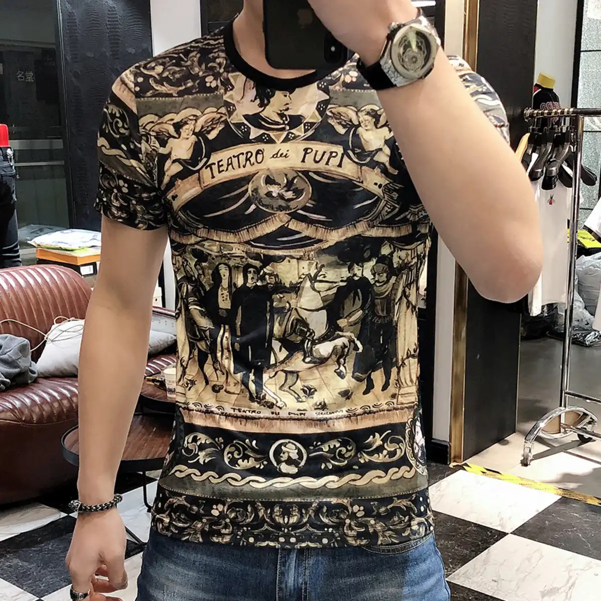 ファッション韓国プリント半袖tシャツ21夏camiseta Hombreクラブパーティー布オムやつ漫画コルタショートtシャツ男性 Tシャツ Aliexpress