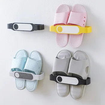 

Wall-mounted bathroom wall slippers rack shoe storage rack household wall shelf Free perforated toilet slipper organiser