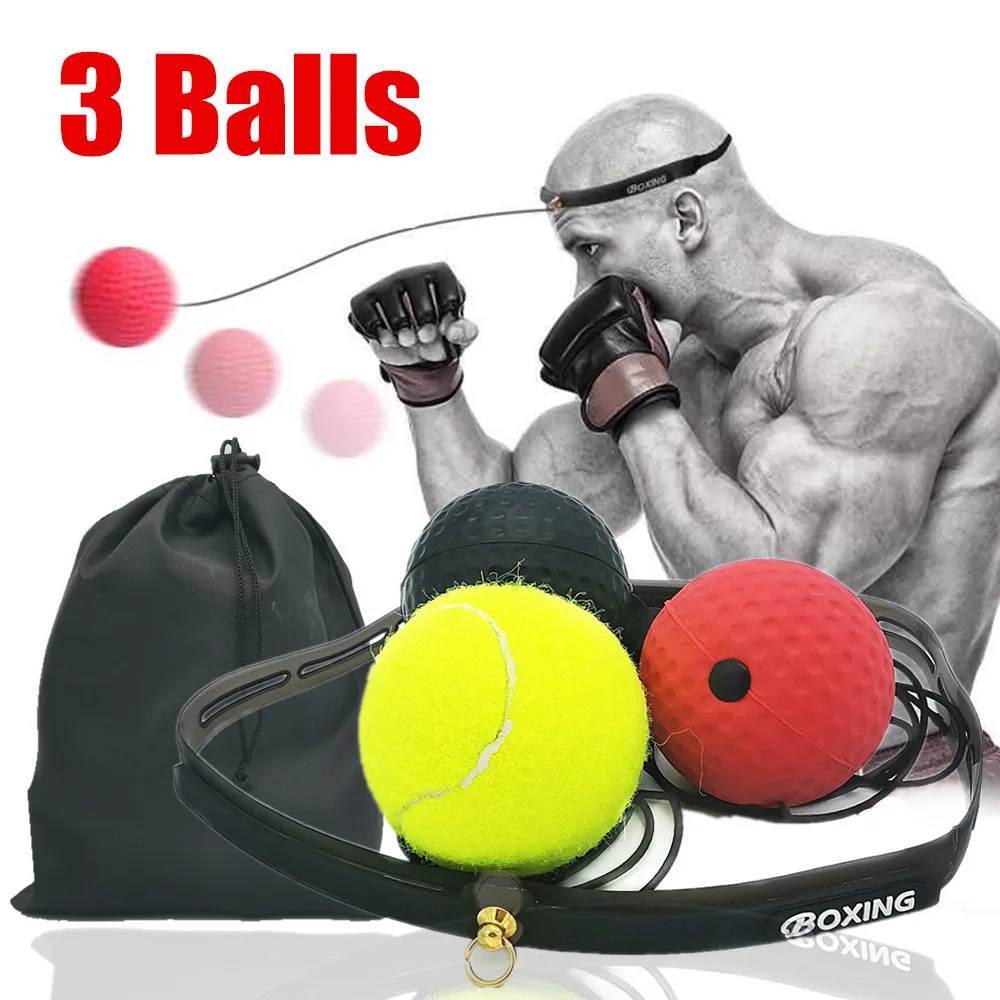 

Boxing Reflex Ball Sets 3 Difficulty Level Suit for Reaction Agility Punching Speed Fight Skill Hand Eye Coordination Training