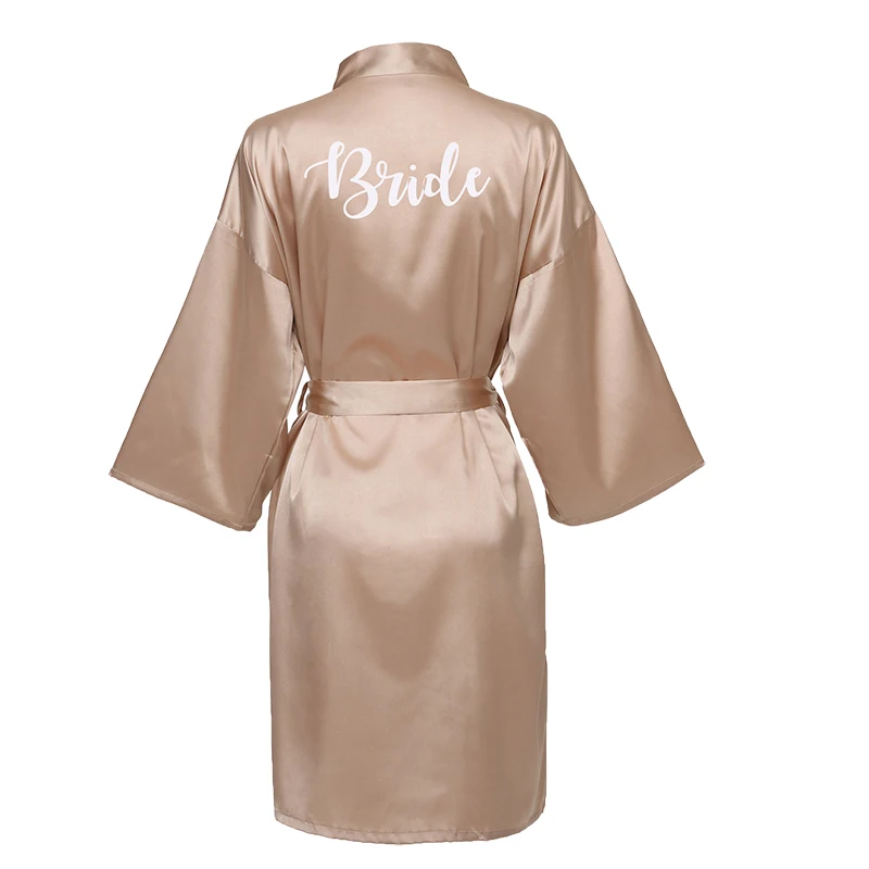 Rose G bride Owiter, Женский атласный шелковый халат для невесты, Свадебный халат подружки невесты, халат для невесты, вечерние халаты, халат, одежда для сна, розовое золото - Цвет: Rose G bride