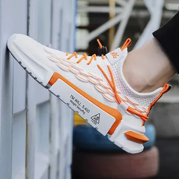 

2020 New Fashion Flats Men's Casual Shoes Slip On Breathable lace-up sports mesh shoes fashion casual shoes Zapatos De Hombre