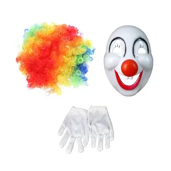 

3pcs Clown Costume Sets Creative Cosplay Clown Wig Mask Fancy Dress Suit Fun Performance Costumes for Carnival Party