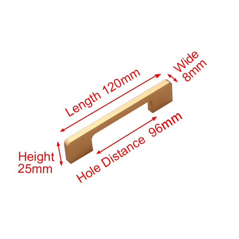 NAIERDI, твердый алюминиевый сплав, золотой, черный, ручки для шкафа, американский стиль, кухонный шкаф, ручки для выдвижных ящиков, Мебельная ручка - Цвет: Gold 96mm