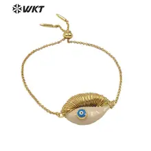 WT-B508 цена натуральный Каури в виде ракушки браслет со сглаза шарм двойные обручи золото модный браслет для женщин ювелирные изделия