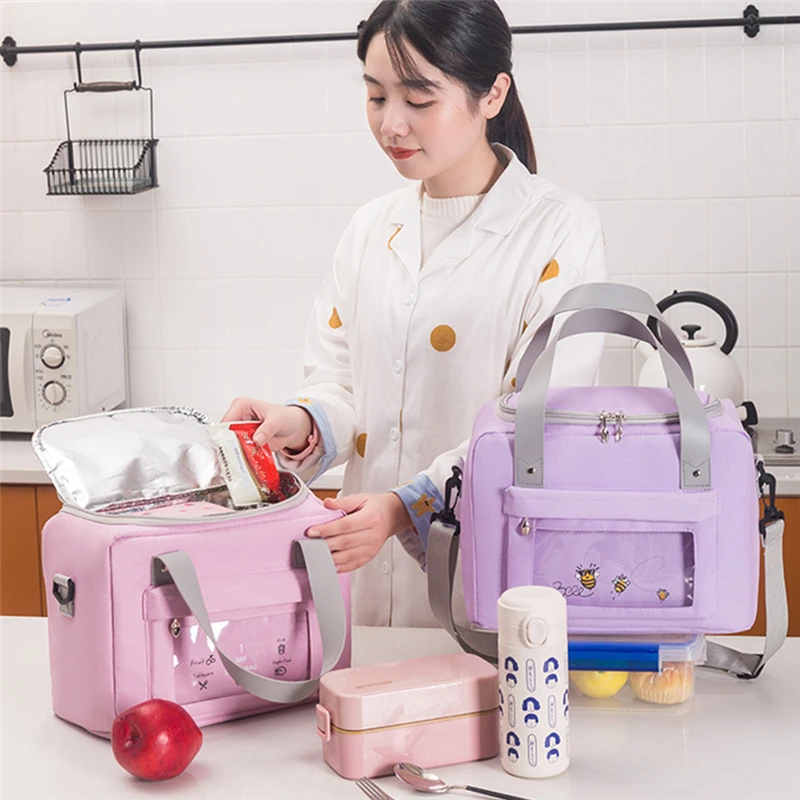 High-Capacity Insulated Oxford Cloth Lunch Bag Portable Crossbody Thermal Picnic School Food Container Bento Box Cooler Bags