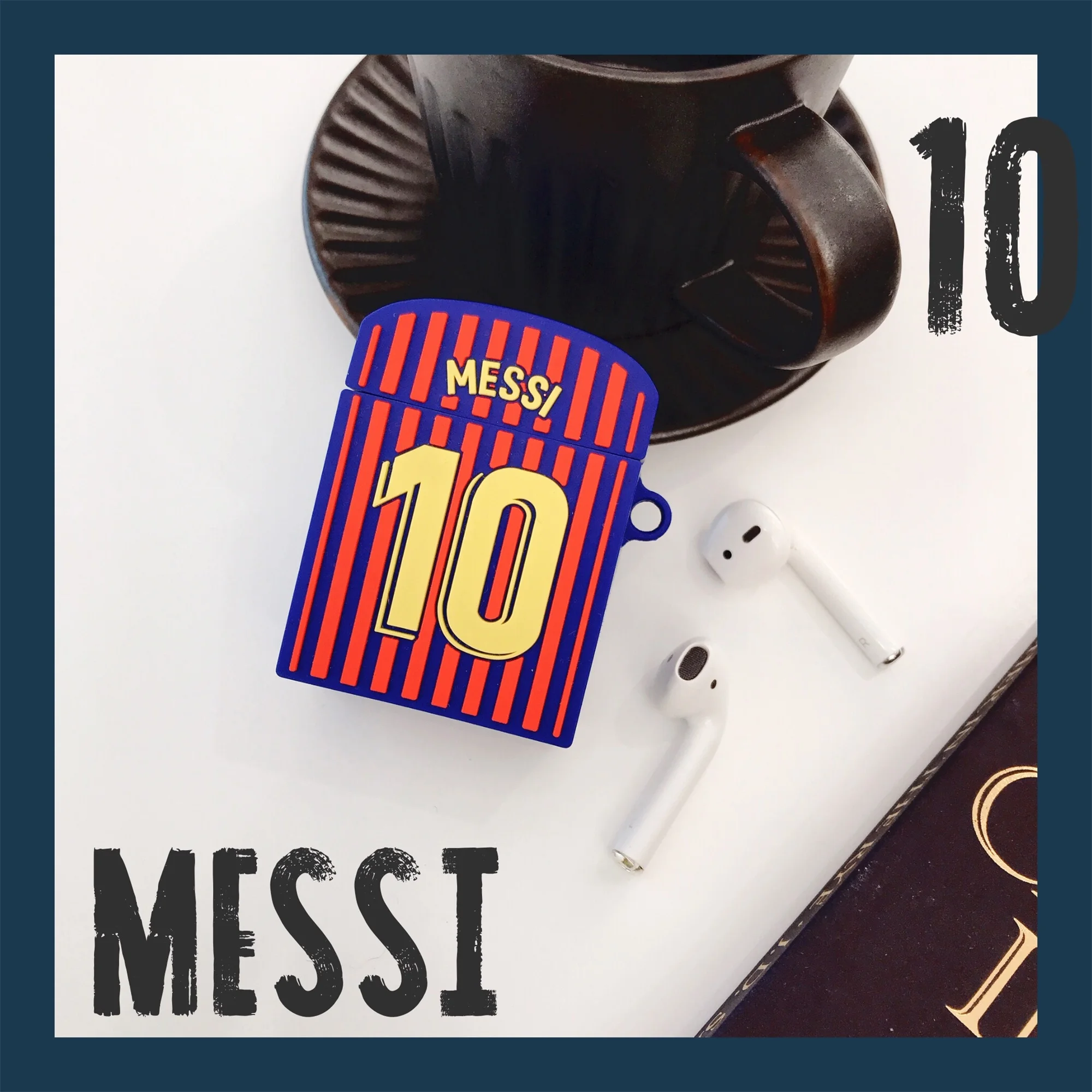 Messi 10 Футбол Airpod для Apple iPhone Airpod защитный чехол Противоскользящий брелок беспроводной наушник противоударные крышки