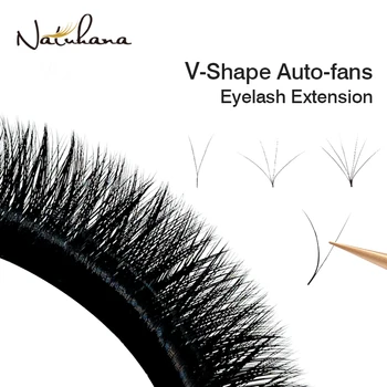

NATUHANA V Shape Auto-Fans Eyelash Extension Premade Volume Eyelashes Maquiagem Cílios Individual Silk V Type Easy Fan Lashes