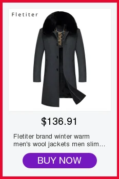 Бренд Fletiter, зимние теплые мужские шерстяные куртки, мужские приталенные меховые куртки с отложным воротником, шерстяная и смешанная шерстяная куртка, мужское пальто