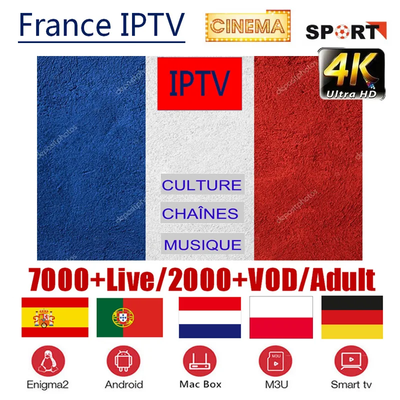 

France iptv M3U Subscription Android TV Box mag250 iptv Europe French Germany Portugal Nederland 7000+channels Sports adult