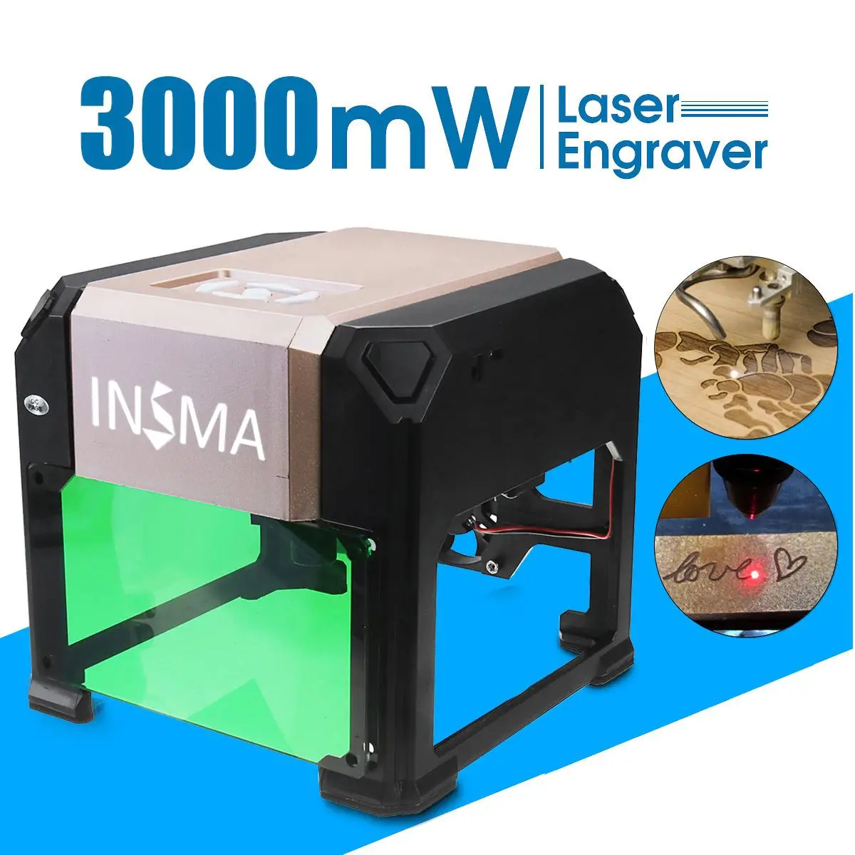 WOLIKE 3000mW Desktop Laser Gravur Maschine USB DIY Logo CNC Laser Engraver Drucker Mit Herz Holz Bord WOLIKE 3000mW Desktop Laser Gravur Maschine USB DIY Logo CNC Laser Engraver Drucker Mit Herz Holz Bord