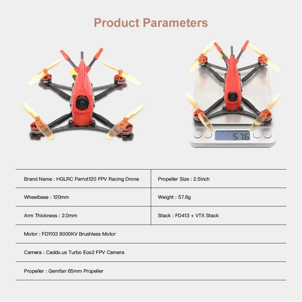 HGLRC зубочистка Parrot120 микро RC FPV гоночный Дрон PNP F411 2-4S управление полетом 13A 4в1 ESC 1103 8000 кв мотор-красный