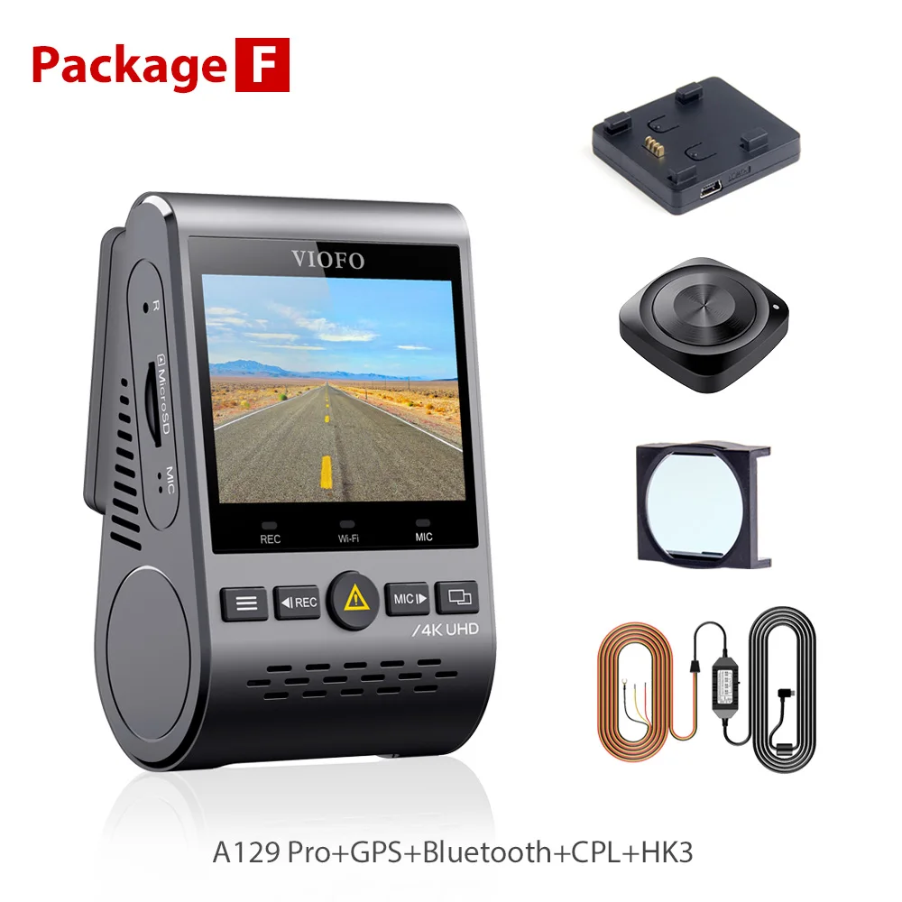 F 4K Dash Cam VIOFO A129 Pro DVR Ultra HD 4K Dash камера sony 8MP сенсор gps Wi-Fi буферный режим парковки g-сенсор Автомобильная камера новая - Название цвета: F