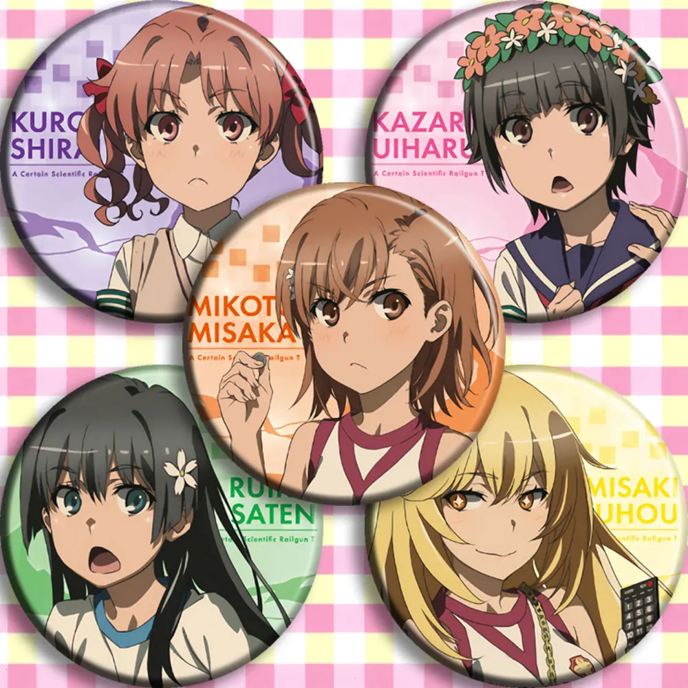1 шт. 58 мм значки Toaru Kagaku no rail gun Misaka Mikoto Shirai Kuroko брошь булавки|Броши| |
