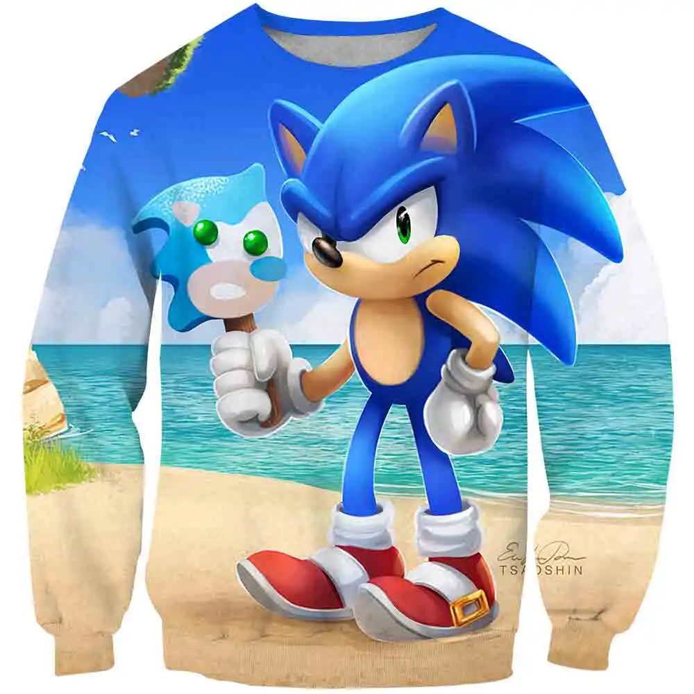 Забавная 3d Одежда для маленьких мальчиков Свитшот Ежик Соник Детское пальто