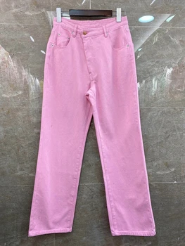 

2020 Spring and Summer New Women's Symmetrical Pocket Decoration Solid Wild Trousers Casual Pants 415